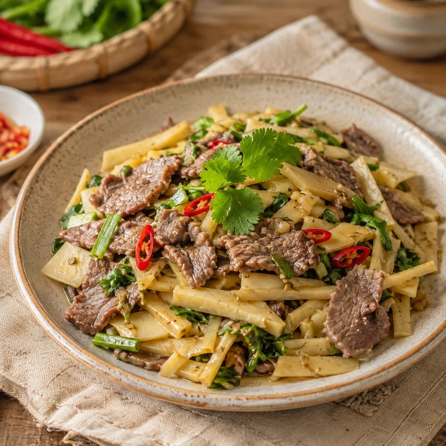Măng xào thịt bò